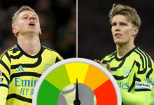 Arsenal player ratings: Martin Odegaard pulls the strings in vain but Oleksandr Zinchenko roasted by Villa wingers – The Sun