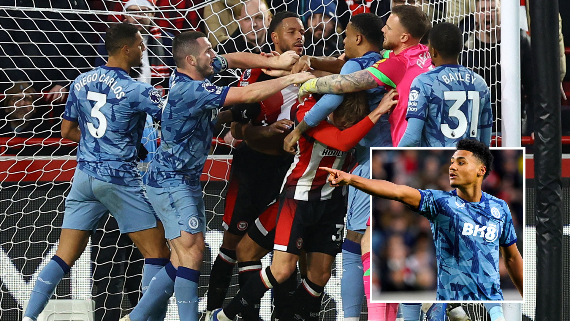 Ollie Watkins explains celebration that sparked furious brawl in Brentford's feisty clash with Aston Villa