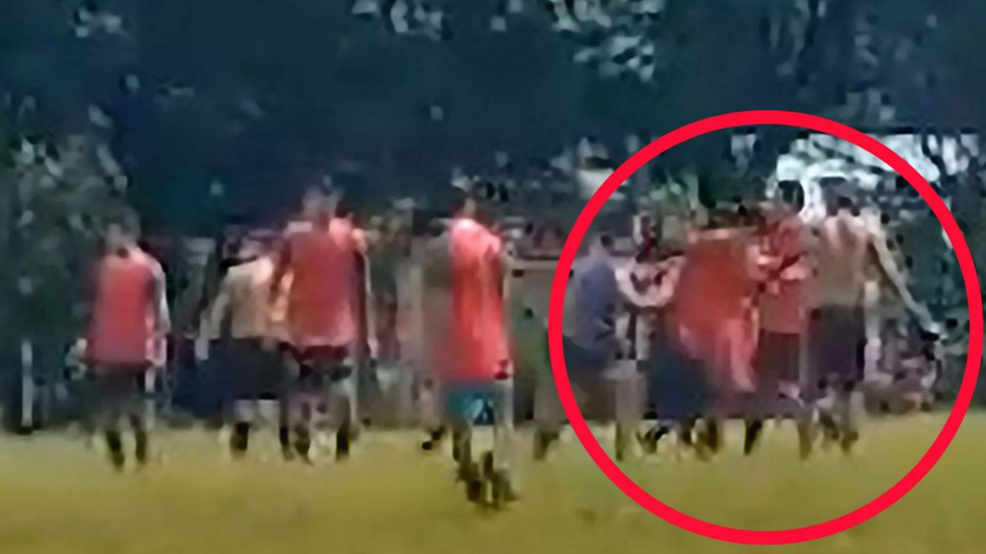 Shocking moment referee stabs footballer in huge brawl before player is rushed to hospital with punctured lung