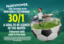 Man Utd vs Tottenham odds: Get 30/1 for 1+ goal to be scored on Sunday with Paddy Power