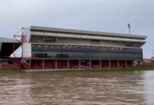 Fans fear for Premier League stadium as river threatens to spill on to pitch after Storm Henk