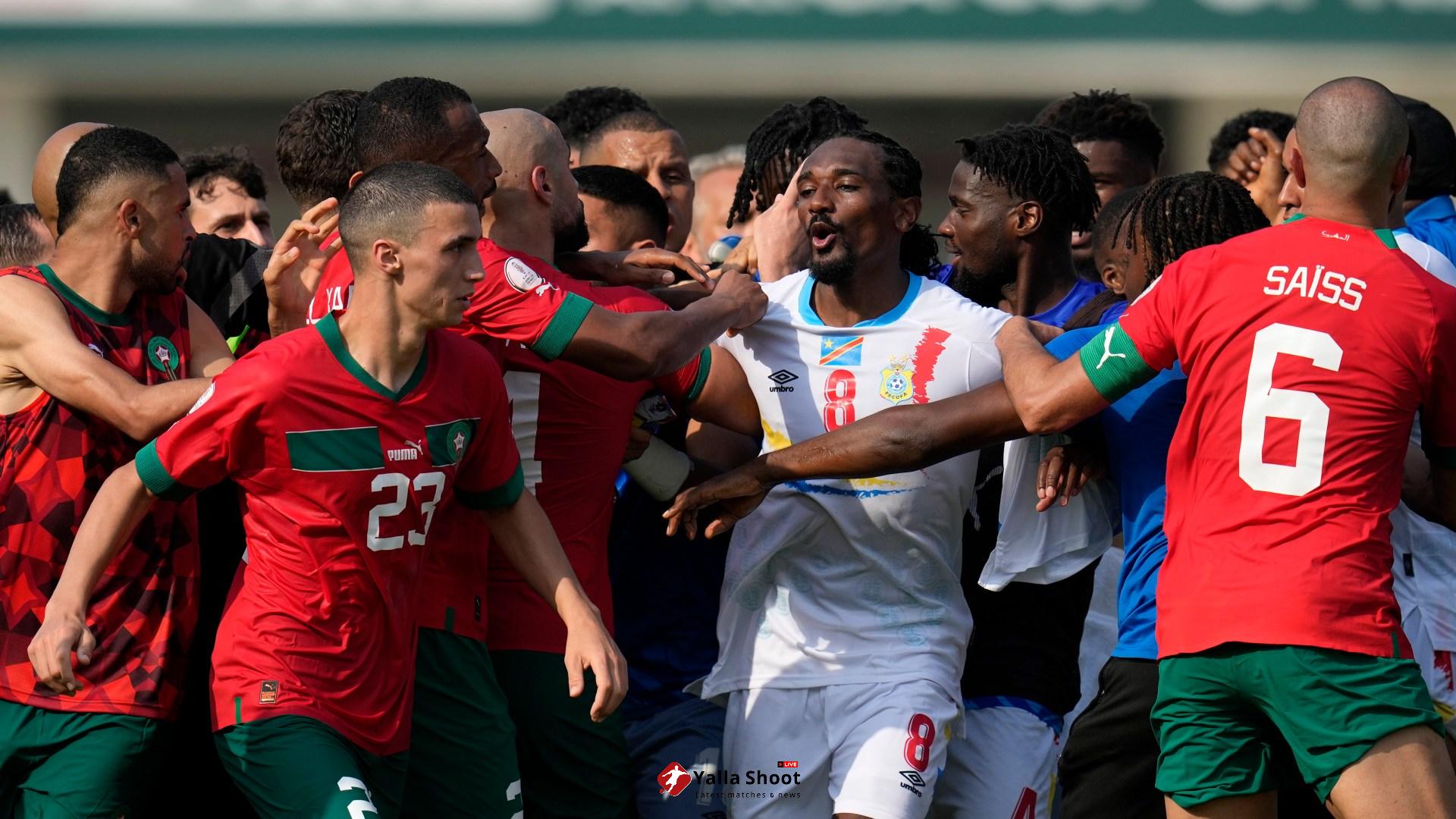 Africa Cup of Nations chaos as Morocco star chases opponent and brawl breaks out in tunnel before ace racially abused